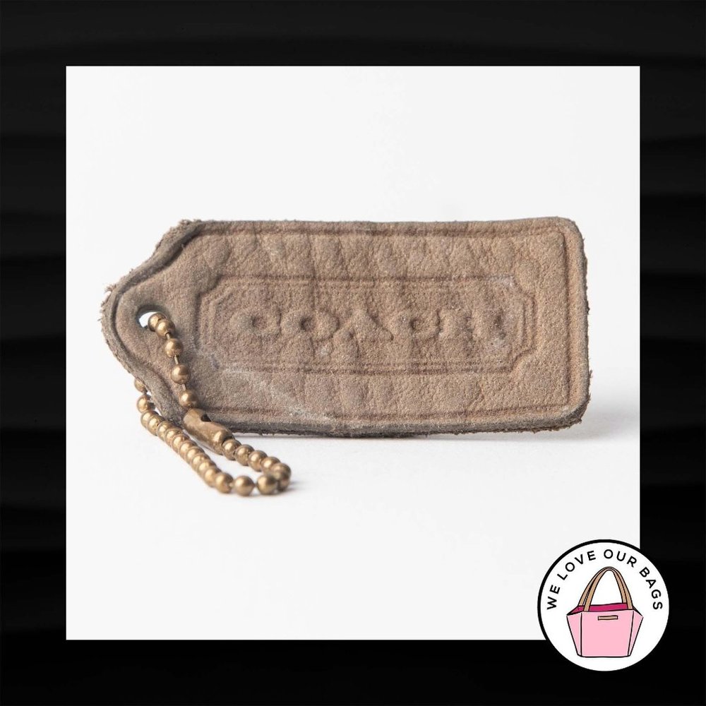 RARE 2.25" COACH VINTAGE TAUPE BROWN LEATHER FOB